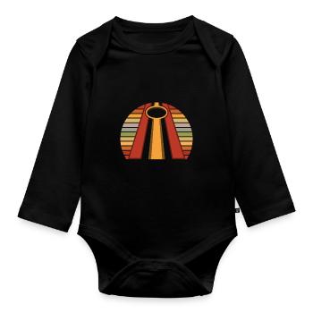 Cornhole Player Retro Stripe Art - Organic Longsleeve Baby Bodysuit - black - Front