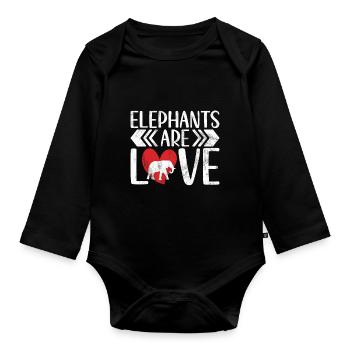 Elephant Lovers Gifts - Organic Longsleeve Baby Bodysuit - black - Front