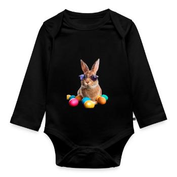 Osterhase - Baby Bio-Langarm-Body - Schwarz - Vorne