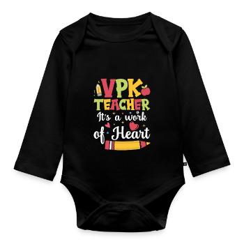 Enseignant VPK C’est un travail de cœur - Body Bébé bio manches longues - noir - Devant