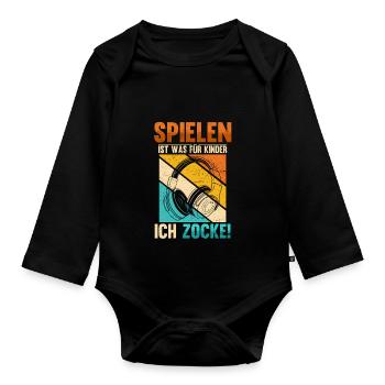Spielen Ist Was Für Kinder Ich Zocke Gamer - Baby Bio-Langarm-Body - Schwarz - Vorne