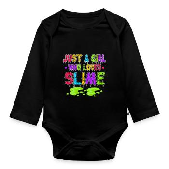 Nur Ein Mädchen Das Schleim Liebt Bunt - Baby Bio-Langarm-Body - Schwarz - Vorne