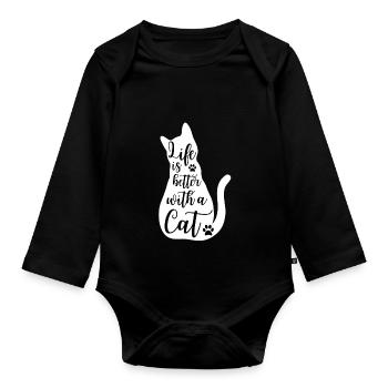 Chats Dire Chat Propriétaire Chaton - Body Bébé bio manches longues - noir - Devant