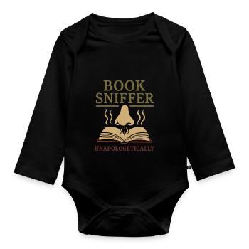 Buch Sniffer Reader -duftstolz Old Seiten Aroma - Baby Bio-Langarm-Body - Schwarz - Vorne