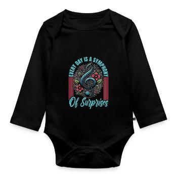 Music Teacher Every Day Is A Symphony Music Lover - Organic Longsleeve Baby Bodysuit - black - Front