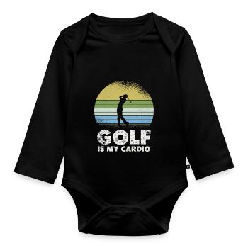 Golf Ist Mein Cardio Retro Design - Baby Bio-Langarm-Body - Schwarz - Vorne