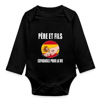 père et fils espagne espagnol papa - Body Bébé bio manches longues - noir - Devant