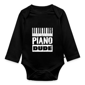 Piano Dude Tastatur Liebhaber Klavier - Baby Bio-Langarm-Body - Schwarz - Vorne
