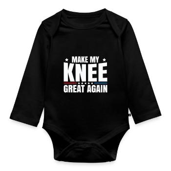 Rendre mon genou à nouveau grand. Drôle de récupération - Body Bébé bio manches longues - noir - Devant