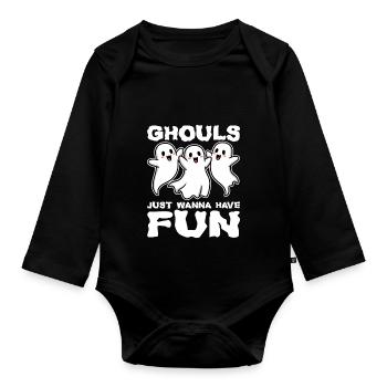 LES GOULES VEULENT JUSTE S’AMUSER - CADEAU D’HALLOWEEN - Body Bébé bio manches longues - noir - Devant