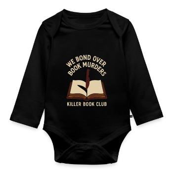 Horror Book Club Gruseliger Leser Gothic Fiction - Baby Bio-Langarm-Body - Schwarz - Vorne