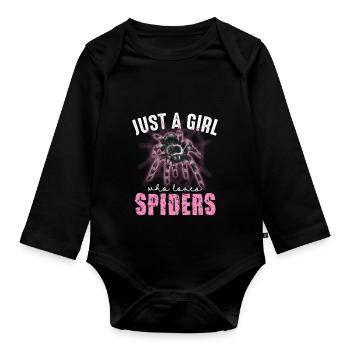 Just A Girl Who Loves Spiders Design - Organic Longsleeve Baby Bodysuit - black - Front