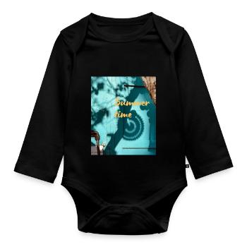 Summertime - Organic Longsleeve Baby Bodysuit - black - Front