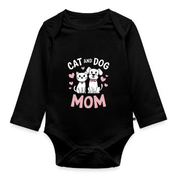 Cats Dogs Mom Animal Love Design - Organic Longsleeve Baby Bodysuit - black - Front