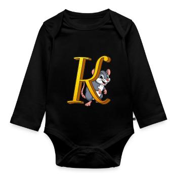 BUCHSTABE K - Baby Bio-Langarm-Body - Schwarz - Vorne