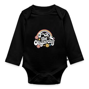 Anti Billionaires Smash the Oligarchy Funny - Baby Bio-Langarm-Body - Schwarz - Vorne
