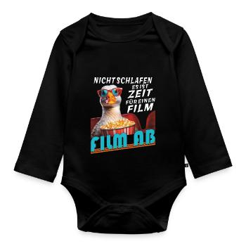 L’OIE NE DORT PAS L’HEURE DU FILM - Body Bébé bio manches longues - noir - Devant