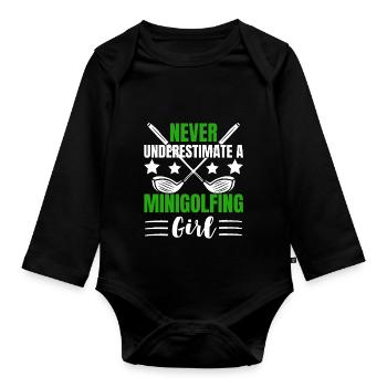 Golf Girl Design with Humor - Organic Longsleeve Baby Bodysuit - black - Front