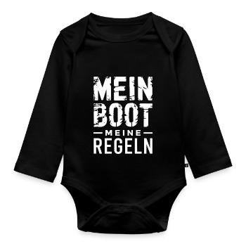 Mein Boot Meine Regeln - Baby Bio-Langarm-Body - Schwarz - Vorne