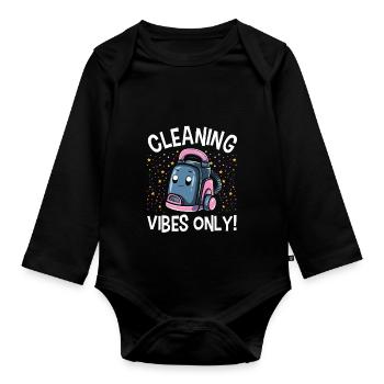 Reinigung Liebhaber Reinigungskraft - Baby Bio-Langarm-Body - Schwarz - Vorne