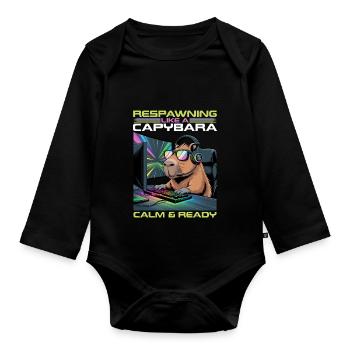 Capybara PC Gamer Gaming - Organic Longsleeve Baby Bodysuit - black - Front