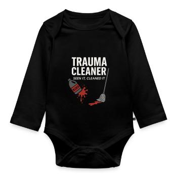 Forensic Cleaner Dark Humor Tatort Biohazard - Baby Bio-Langarm-Body - Schwarz - Vorne
