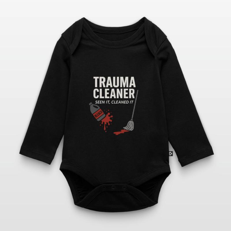Forensic Cleaner Dark Humor Crime Scene Biohazard Organic Longsleeve Baby Bodysuit