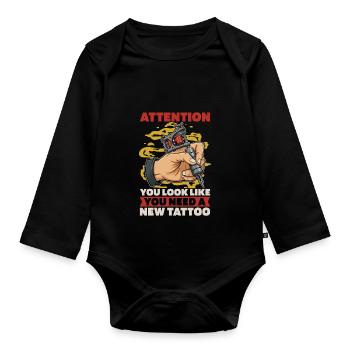 Tattoo Artist Attention You Look Like Tattoo Art - Baby Bio-Langarm-Body - Schwarz - Vorne