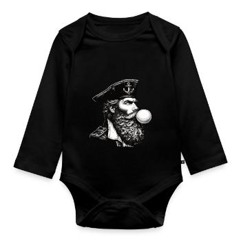 Bulle de la mer du Nord Capitaine Marin - Body Bébé bio manches longues - noir - Devant