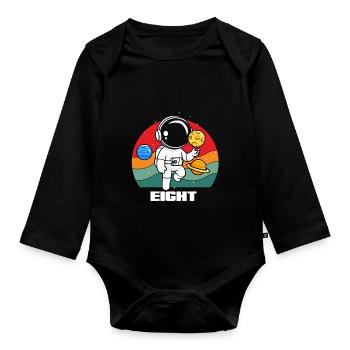 Astronaut Space Adventure Eight - Organic Longsleeve Baby Bodysuit - black - Front