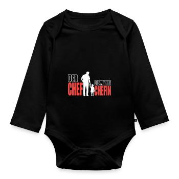 Der Chef Die Wahre Chefin Vater Tochter - Baby Bio-Langarm-Body - Schwarz - Vorne