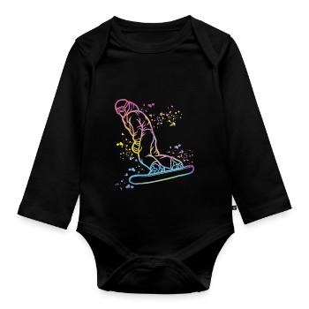 Snowboarder Snowboarding Snowboard - Organic Longsleeve Baby Bodysuit - black - Front