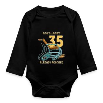 JEÛNE D’ANNIVERSAIRE... PRÈS DE 35 DÉJÀ ATTEINTS - Body Bébé bio manches longues - noir - Devant