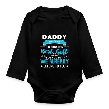 Dad Saying Gift Love Family - Organic Longsleeve Baby Bodysuit - black - Front