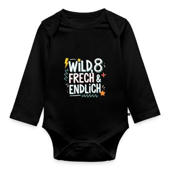 Sauvage, effronté et enfin 8 ans 8e anniversaire - Body Bébé bio manches longues - noir - Devant