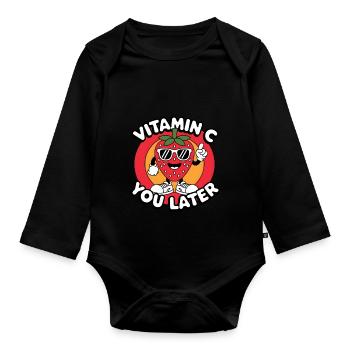 Vitamine C Fruit Drôle de Fraise - Body Bébé bio manches longues - noir - Devant
