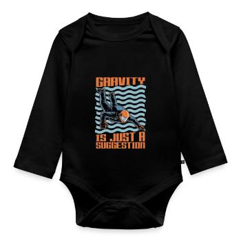 Skydiving Gravity Is Just A Suggestion Parachuting - Organic Longsleeve Baby Bodysuit - black - Front