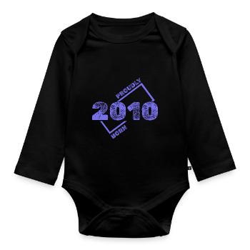 Born in 2010 - Organic Longsleeve Baby Bodysuit - black - Front