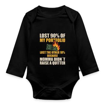 Perdu 90 % de mon portefeuille Drôles de traders boursiers - Body Bébé bio manches longues - noir - Devant