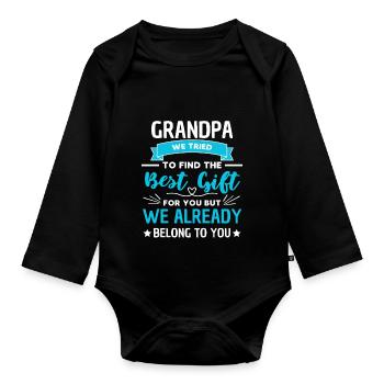 Beau grand-père disant grand-père design - Body Bébé bio manches longues - noir - Devant