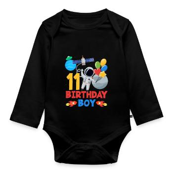 Two Years of Space Adventure Joy Birthday - Organic Longsleeve Baby Bodysuit - black - Front