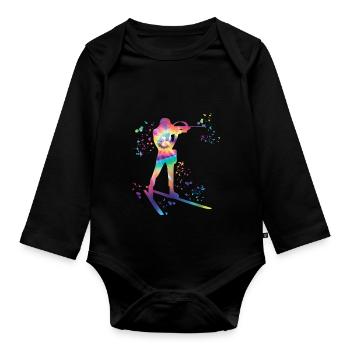 Biathlet Nordische Kombination Biathlon - Baby Bio-Langarm-Body - Schwarz - Vorne