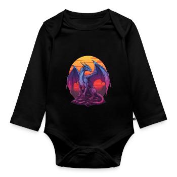 Blauer Drache Sonnenuntergang - Baby Bio-Langarm-Body - Schwarz - Vorne