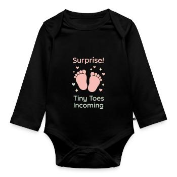 Unplanned Parents Club New Baby Life Gift - Organic Longsleeve Baby Bodysuit - black - Front