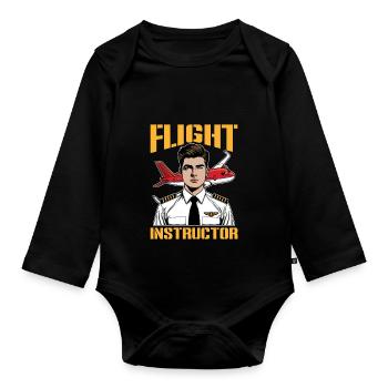 Flight Instructor Aviation Teacher Pilot School - Organic Longsleeve Baby Bodysuit - black - Front