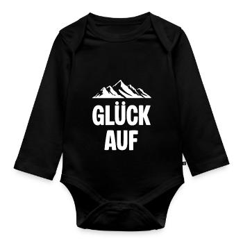 Glueck auf Berg Erzgebirge - Baby Bio-Langarm-Body - Schwarz - Vorne
