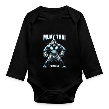 Muay Thai Boxen - Baby Bio-Langarm-Body - Schwarz - Vorne