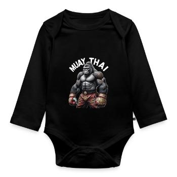Muay Thai Boxen - Baby Bio-Langarm-Body - Schwarz - Vorne