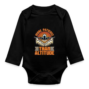 Flight Instructor More Patience Aviation Teacher - Organic Longsleeve Baby Bodysuit - black - Front