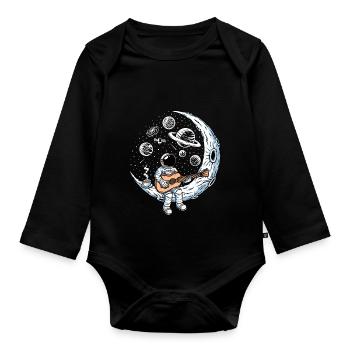 Astronaute jouant de la guitare - Body Bébé bio manches longues - noir - Devant
